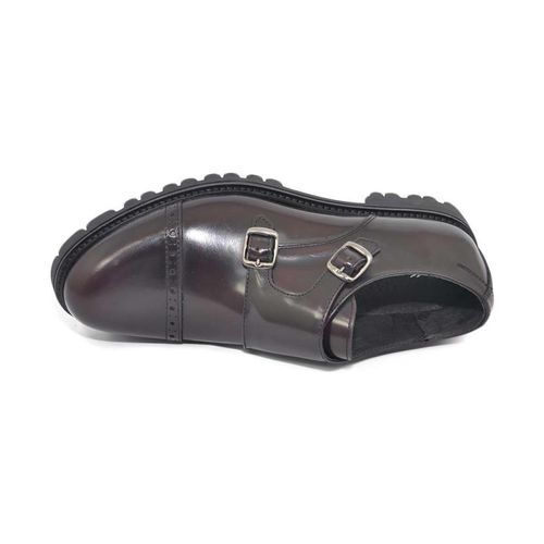 Classiche basse Scarpe uomo doppia fibbia eleganti in vera pelle abrasivata bor - Malu Shoes - Modalova