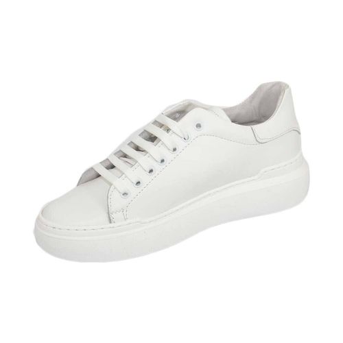 Sneakers Sneakers uomo bassa linea basic in vera pelle bianca con forti - Malu Shoes - Modalova