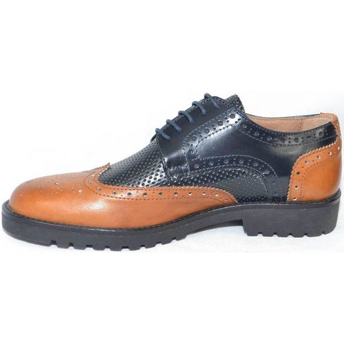 Scarpe Scarpe uomo stringate bicolore pelle cuoio pelle microforato bl - Malu Shoes - Modalova