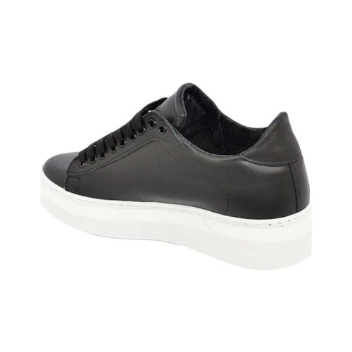 Sneakers Sneakers uomo bassa in vera pelle vitello nera e striscia bianc - Malu Shoes - Modalova