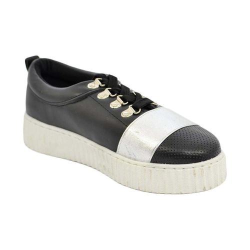 Sneakers basse Sneakers bassa donna nera con fondo alto bianco rigato e strisc - Malu Shoes - Modalova