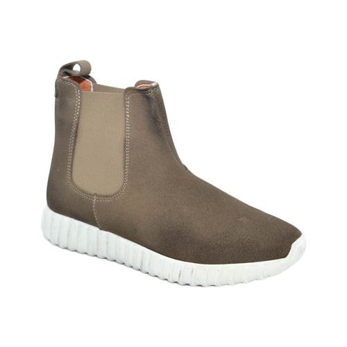 Stivali Beatles uomo stivaletto elastico vera pelle taupe spazzol - Malu Shoes - Modalova