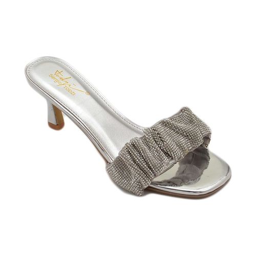 Sandali Sandalo gioiello argento donna tacco sottile 7 cm fascia arricc - Malu Shoes - Modalova