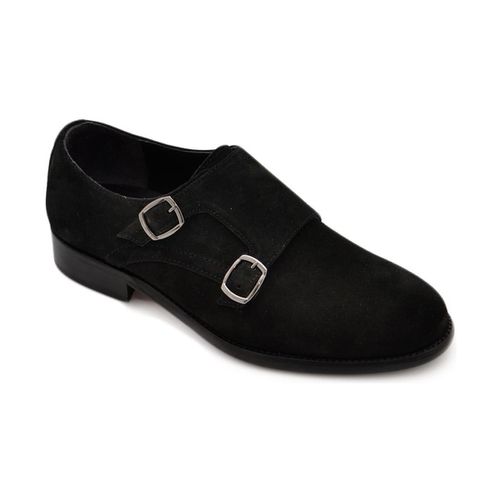 Classiche basse Scarpe uomo doppia fibbia eleganti vera pelle scamosciata nera - Malu Shoes - Modalova