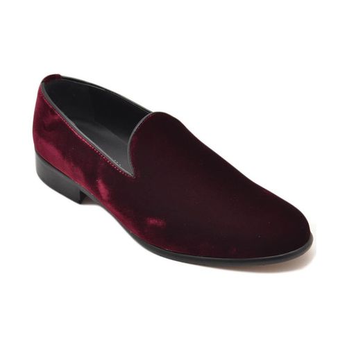 Scarpe Mocassino uomo liscio classico vera pelle scamosciata bordeaux - Malu Shoes - Modalova