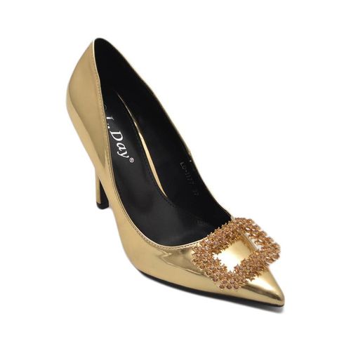 Scarpe Decollete' donna lucido specchio con gioiello spilla quadra - Malu Shoes - Modalova