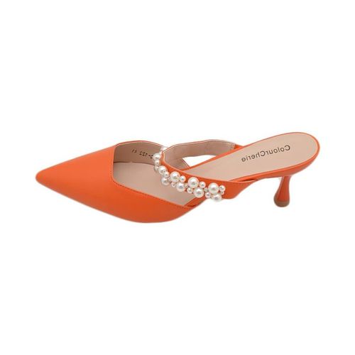 Scarpe Decollete mules slingback arancione con fascia di perline sul d - Malu Shoes - Modalova