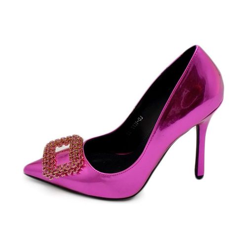 Scarpe Decolette' donna lucido specchio fucsia con gioiello spilla qua - Malu Shoes - Modalova