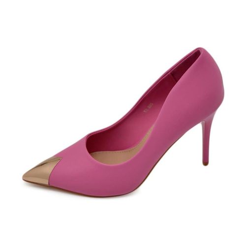 Scarpe Decolette' donna pelle matte fucsia con punta oro tacco 12 cm s - Malu Shoes - Modalova