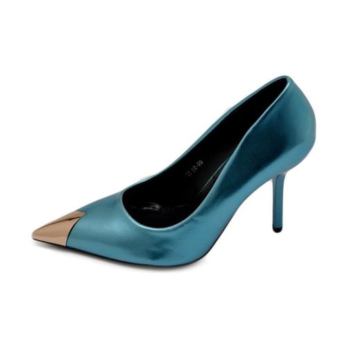 Scarpe Decolette' donna pelle matte azzurro verde effetto sirena con p - Malu Shoes - Modalova