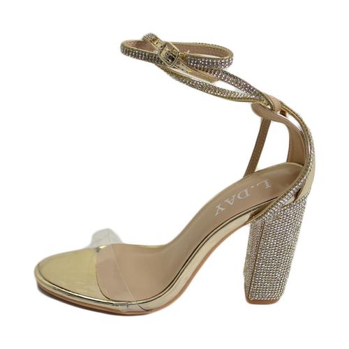 Sandali Sandalo donna gioiello tacco largo con strass fascia traspa - Malu Shoes - Modalova