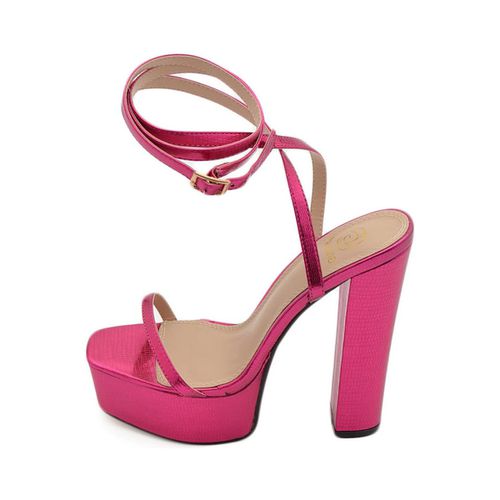 Sandali SANDALO DONNA TACCO IN PELLE FUCSIA TACCO DOPPIO 15 CM PLATEAU - Malu Shoes - Modalova