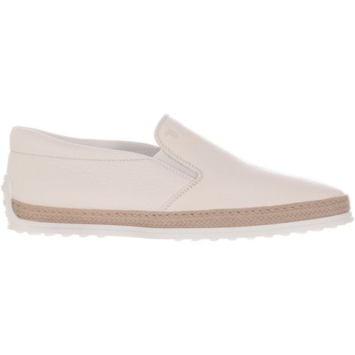 Scarpe Slip on in pelle martellata con gommini e rafia - Tod's - Modalova