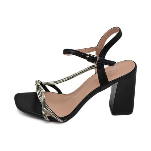 Sandali Sandalo donna ecopelle nera gioiello argento sabot aperto dietr - Malu Shoes - Modalova