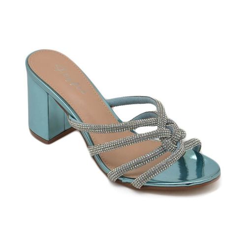 Sandali Sandalo donna in vernice turchese gioiello argento sabot mule a - Malu Shoes - Modalova