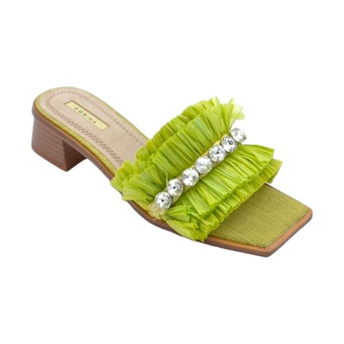 Scarpe Pantofoline donna mule lime con drappeggi e strass volumi - Corina - Modalova