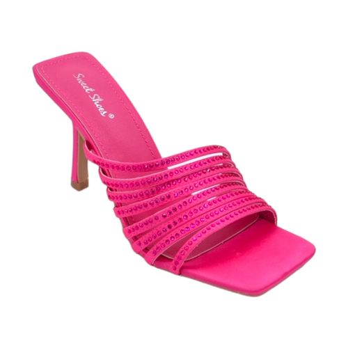 Sandali Sandalo gioiello donna fucsia tacco sottile 8cm in raso fasce s - Malu Shoes - Modalova