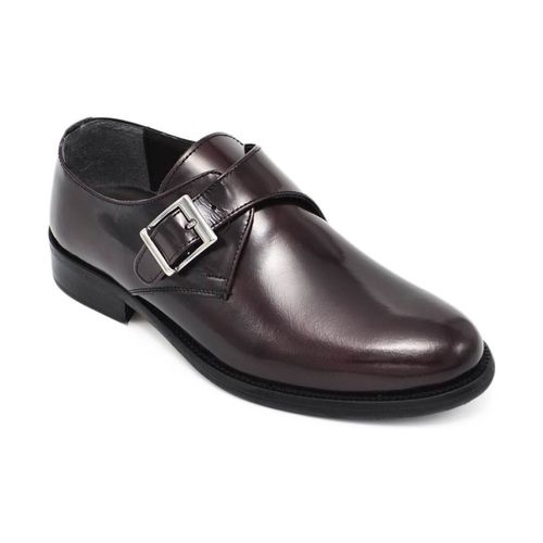 Classiche basse Scarpe uomo con fibbia eleganti vera pelle bordeaux abrasivato - Malu Shoes - Modalova