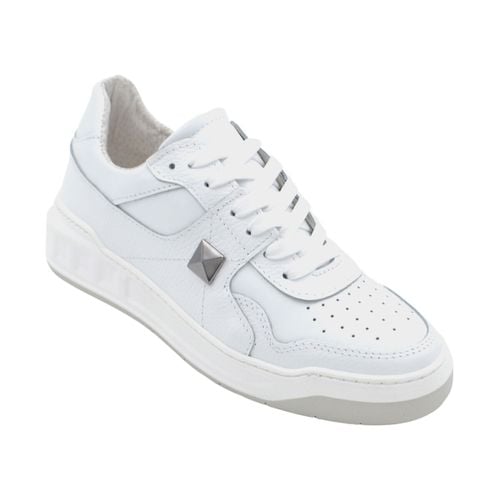 Sneakers Scarpa sneakers bassa uomo basic vera pelle liscia bianca con b - Malu Shoes - Modalova