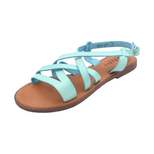 Sandali Sandalo basso donna acqua celeste ragnetto fibbia cavigl - Malu Shoes - Modalova