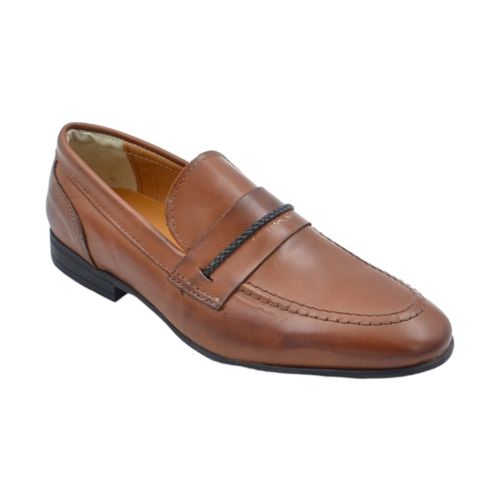 Scarpe College uomo mocassino cuoio vera pelle spazzolata a mano suola - Malu Shoes - Modalova