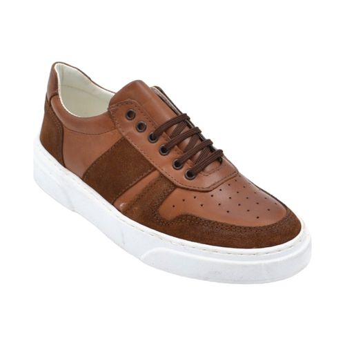 Sneakers SNEARKERS UOMO CUOIO IN VERA PELLE CON INSERTI DI CAMOSCIO CUOI - Malu Shoes - Modalova