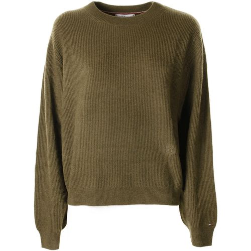 Maglione Maglia girocollo verde con mini logo - Tommy hilfiger - Modalova