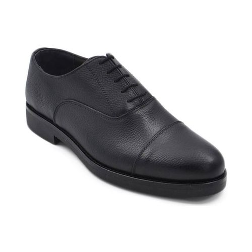 Scarpe Stringata uomo con mezza punta in vera pelle bottolata nera fon - Malu Shoes - Modalova