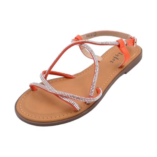 Sandali Sandalo gioiello basso donna arancione fascette incrociate bril - Malu Shoes - Modalova