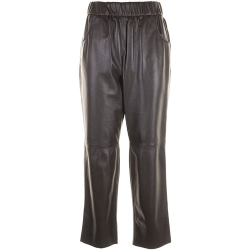 Pantaloni Pantalone a vita alta in pelle - Via Masini 80 - Modalova