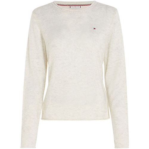 Maglione Maglia girocollo bianca con mini logo - Tommy hilfiger - Modalova