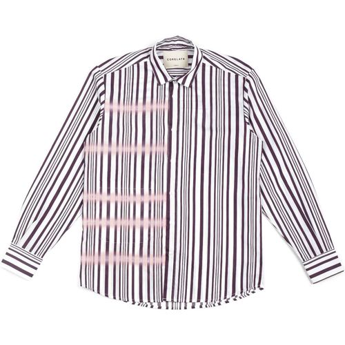 Camicia a maniche lunghe Over Righe Spray Bordeaux - Corelate - Modalova