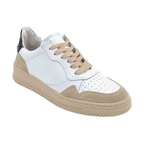 Sneakers Snearkers uomo bianca in vera pelle con inserti di camoscio bei - Malu Shoes - Modalova