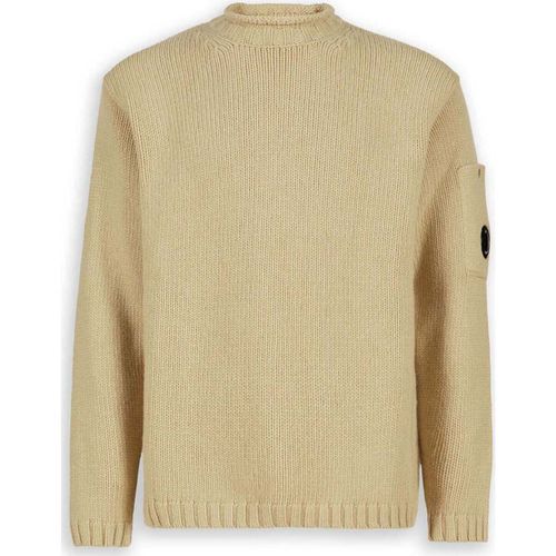 Felpa Lambswool Lens Jumper Collo Roll Beige - Cp Company - Modalova