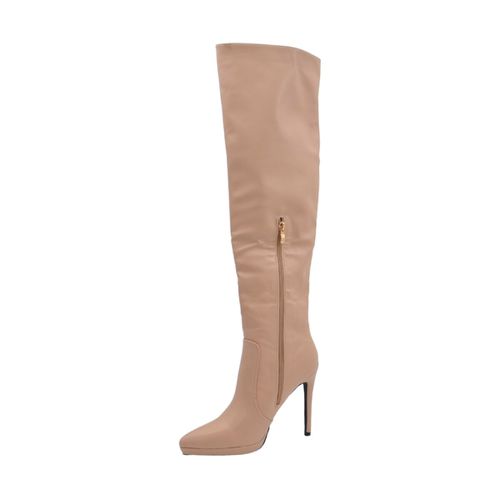 Stivali Stivali donna beige nude sopra al ginocchio pelle a punta con p - Malu Shoes - Modalova