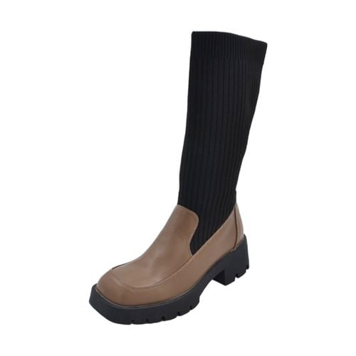 Stivali Stivali donna tortora taupe basic punta quadrata con gomma e ta - Malu Shoes - Modalova