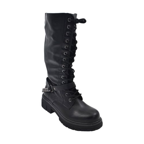 Stivaletti Stivali donna combat anfibio lacci lunghi con catena argen - Malu Shoes - Modalova