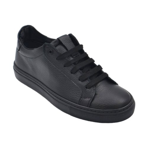Sneakers Sneakers bassa uomo in vera pelle nera e cuciture fondo in gomm - Malu Shoes - Modalova
