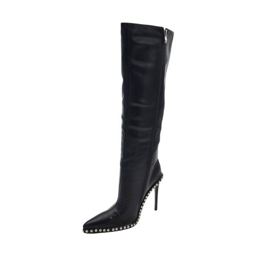 Stivali Stivale alto in pelle nera donna al ginocchio tacco a spillo 15 - Malu Shoes - Modalova