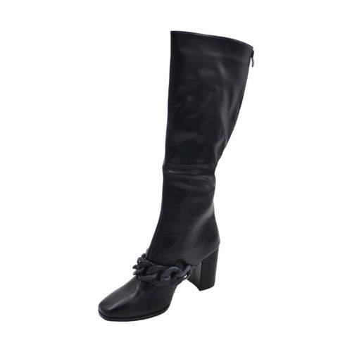 Stivali Stivali donna in pelle nera fondo gomma antiscivolo tacco quadr - Malu Shoes - Modalova