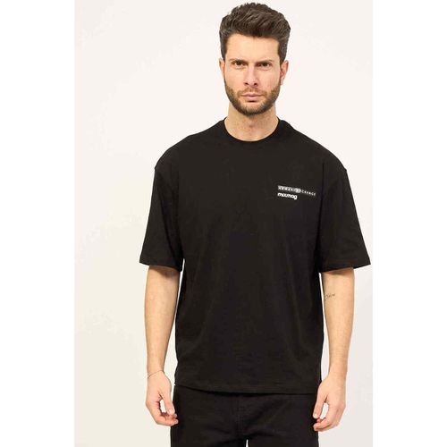 T-shirt & Polo T-shirt nera relaxed fit in cotone organico con logo - EAX - Modalova
