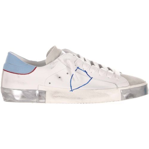 Sneakers Sneaker paris x low in pelle bianco azzurro - Philippe Model - Modalova