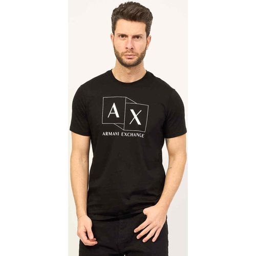 T-shirt & Polo T-shirt slim fit in cotone mercerizzato con stampa logata - EAX - Modalova