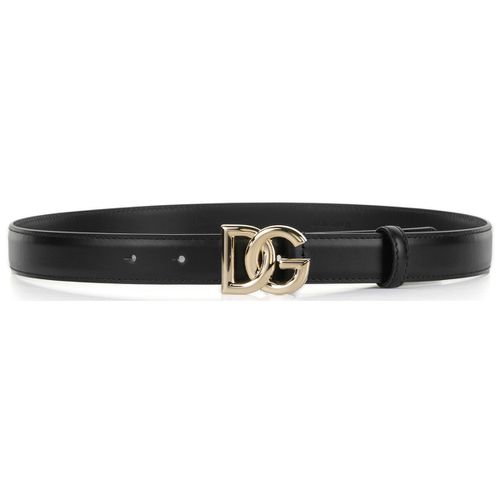 Cintura Cintura nera in pelle con fibbia logo - D&g - Modalova