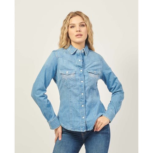 Camicia Camicia jeans vestibilità slim con strass - Guess - Modalova
