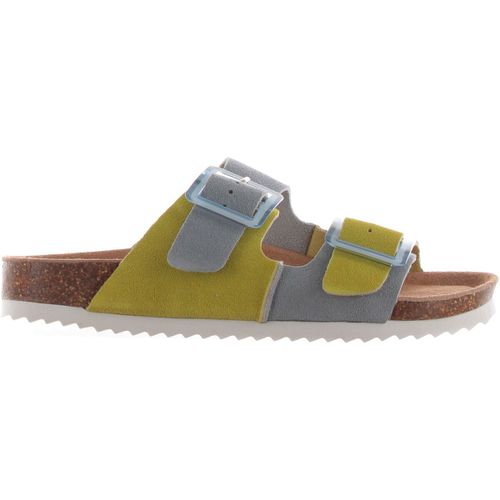 Scarpe Ciabatta cow suede bicolore in camoscio giallo blu - Colors of California - Modalova