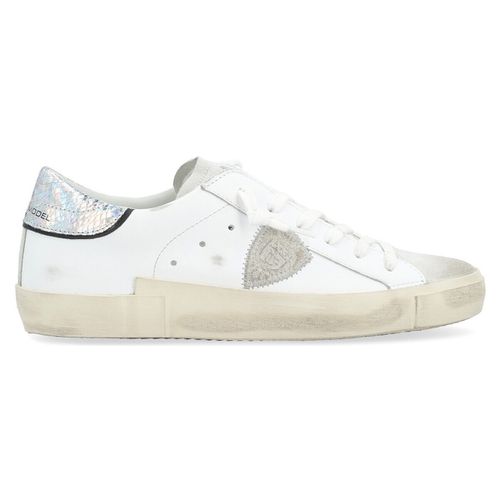 Sneakers Sneaker Paris X in pelle bianca e argento - Philippe Model - Modalova