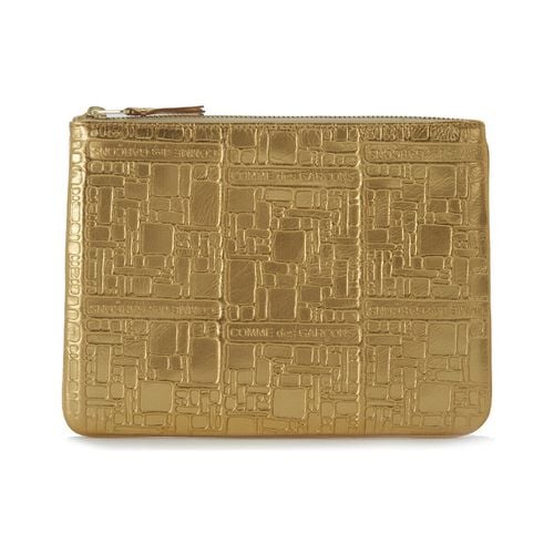 Portafoglio Pochette Wallet Comme des Garçons in pelle oro con stampa - Comme Des Garcons - Modalova