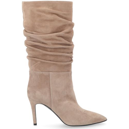 Stivali Stivale in suede arricciato beige - Via Roma 15 - Modalova