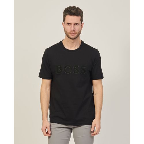 T-shirt & Polo T-shirt regular fit in cotone con logo in mesh - Boss - Modalova